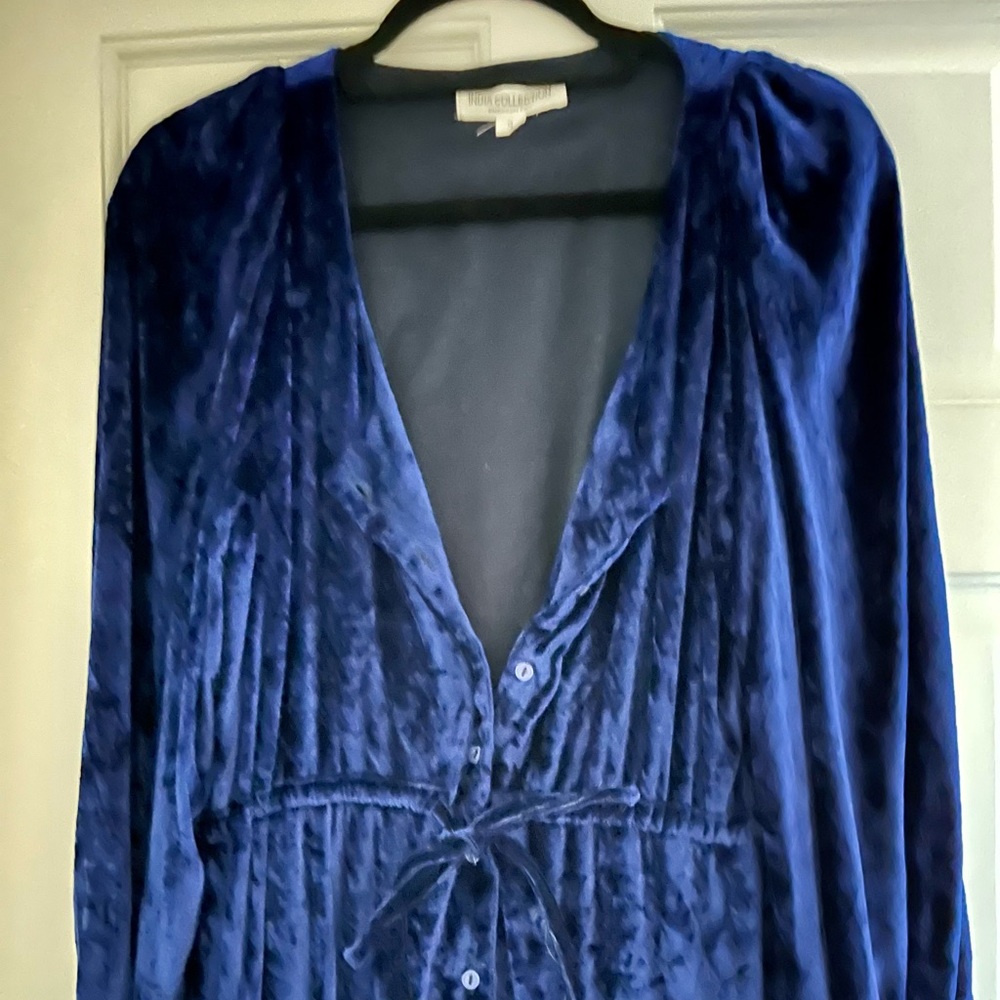 Emerson Fry Lucy Dress in Blue Velvet size small